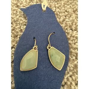 Chloe + Isabel Green Aventurine Gold Drop Earrings Signed Stamped Bohemian